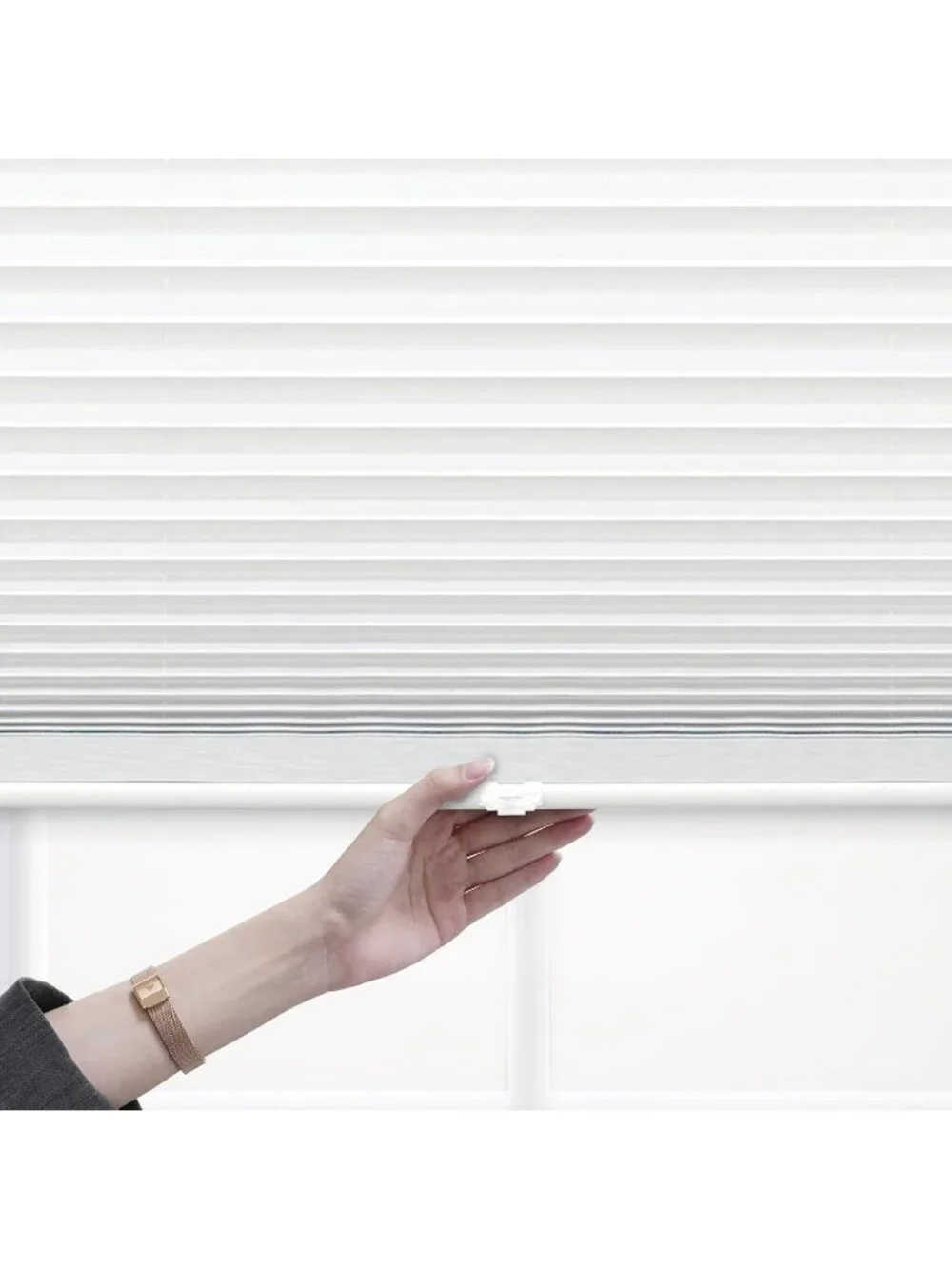 DEZ Furnishings Cordless Pleated Shade White 72x48 Light Filtering Window Blind